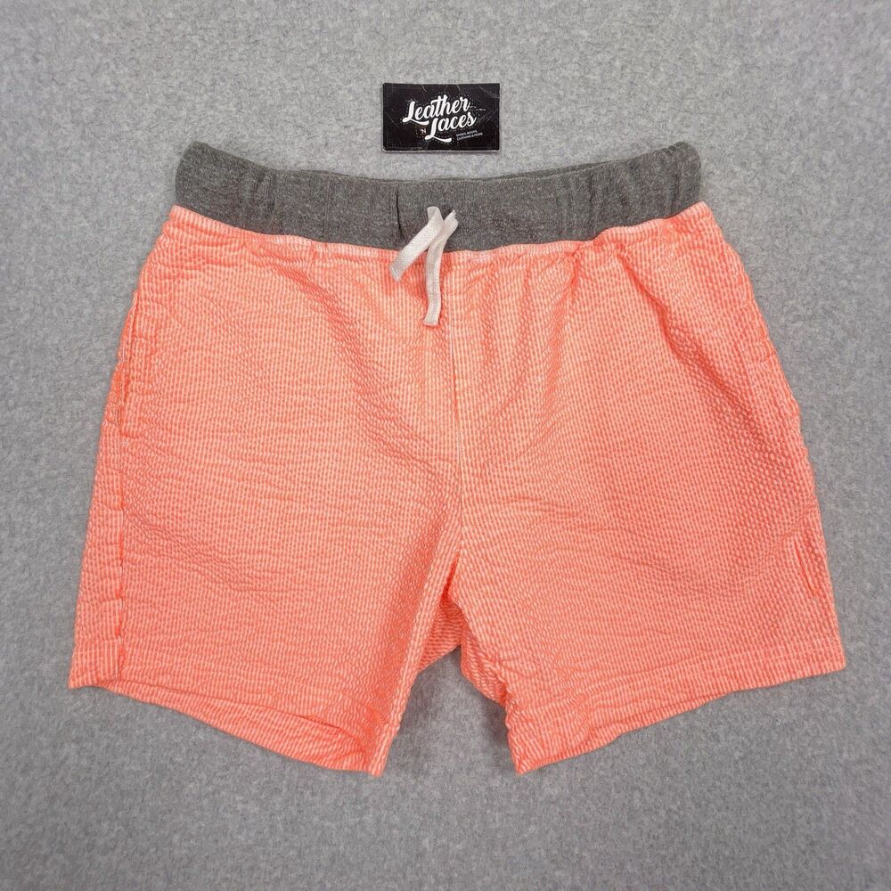 Chubbies Swim Trunks Mens Sz Medium Seersucker Orange Unlined Baggies Shorts USA